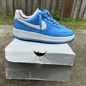 Nike Blue and White Air Force 1 Sneakers